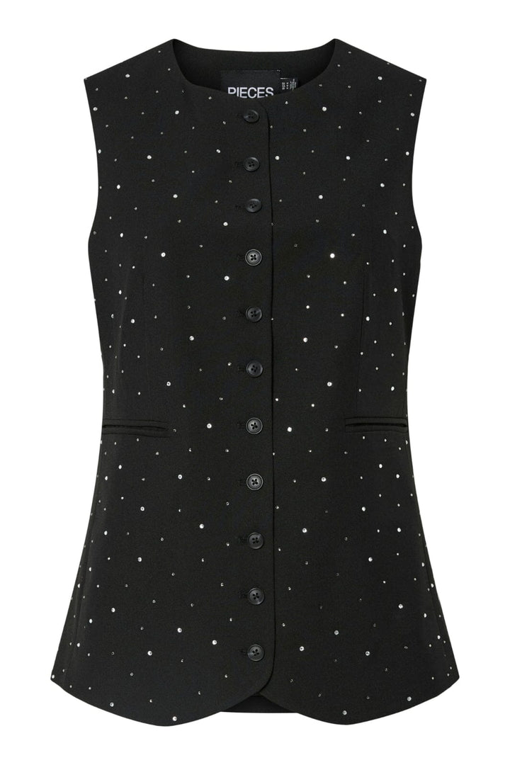 Pieces - Pcmichelle Rhinestone Waistcoat - 4855030 Black
