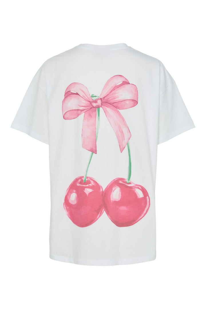 Förbeställning - Pieces - Pcmikka Ss O-Neck Oz Tee Box - 4952795 Bright White Cherry Bow