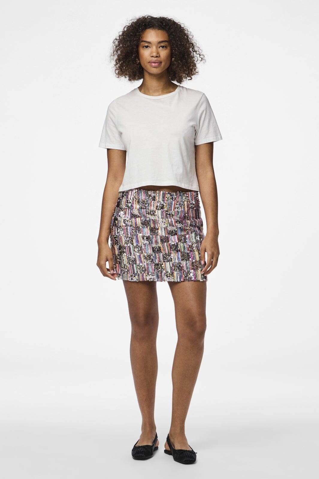Pieces - Pcnaina Short Sequins Skirt - 4750115 Cloud Dancer Multi Sequence