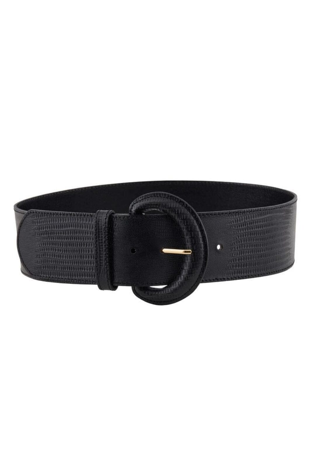 Pieces - Pcnalla Leather Waist Belt Fc - 4045397 Black Croco Emboss Bælter 