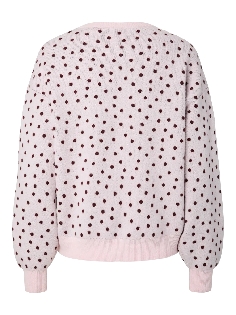 Pieces - Pcnancy Ls O-Neck Dot Knit - 5098308 Roseate Spoonbill Winetasting Dots Strikbluser 