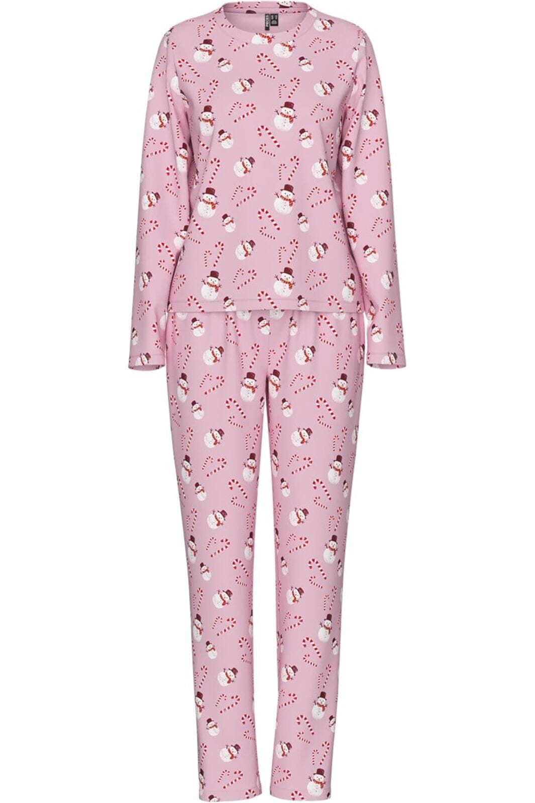 Pieces - Pcnaya Xmas Ls Nightwear Set - 4829535 Pink-A-Boo Snowman/Candycane Nattøj 