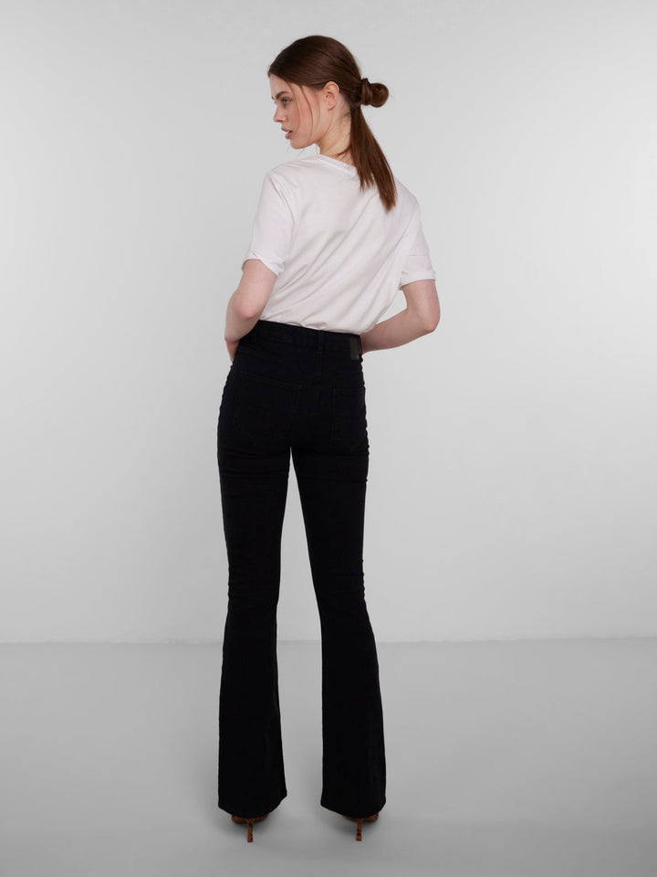 Pieces, Pcpeggy Flared Hw Jeans Bl-Vi, Black