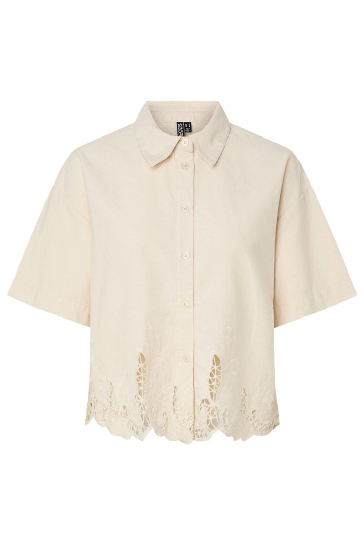 Pieces - Pcpiper Ss Denim Shirt - 5012263 Ecru