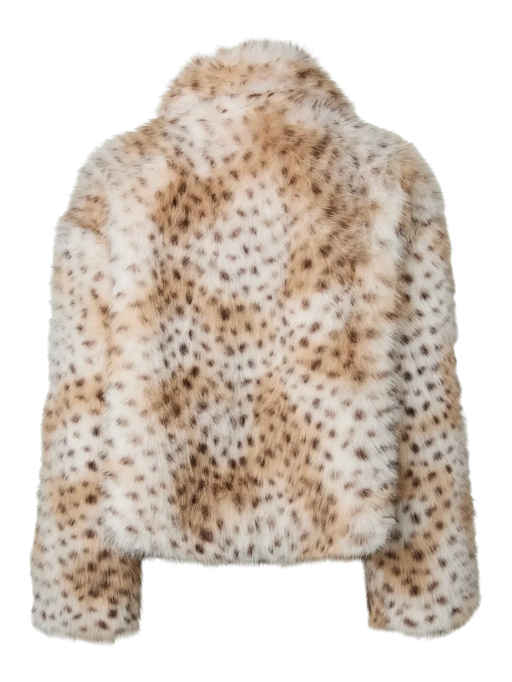 Pieces - Pcplush Short Fluffy Jacket - 5023207 Cloud Dancer Leopard Jakker 