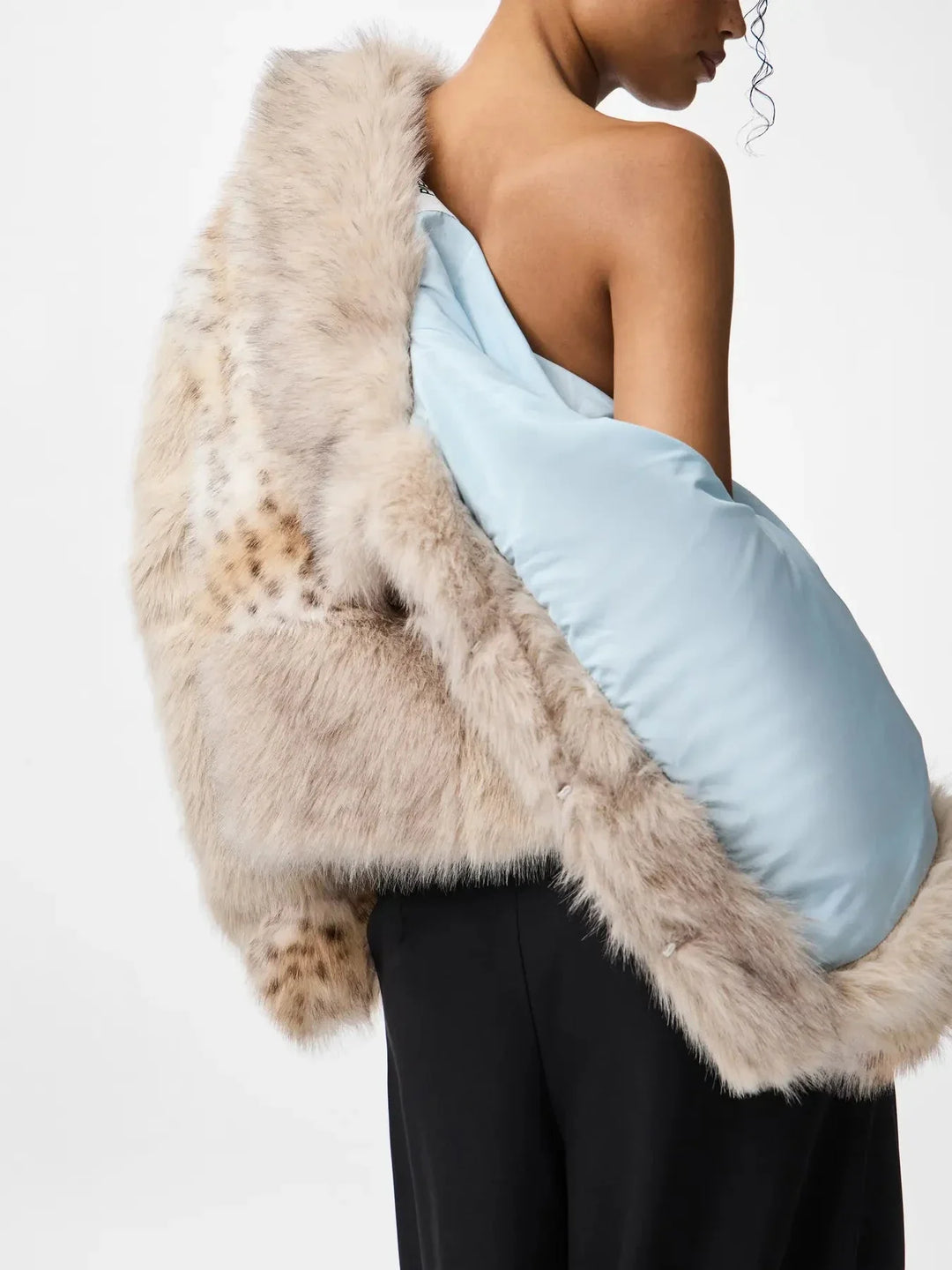 Pieces - Pcplush Short Fluffy Jacket - 5023208 Porpoise Patchwork Jakker 