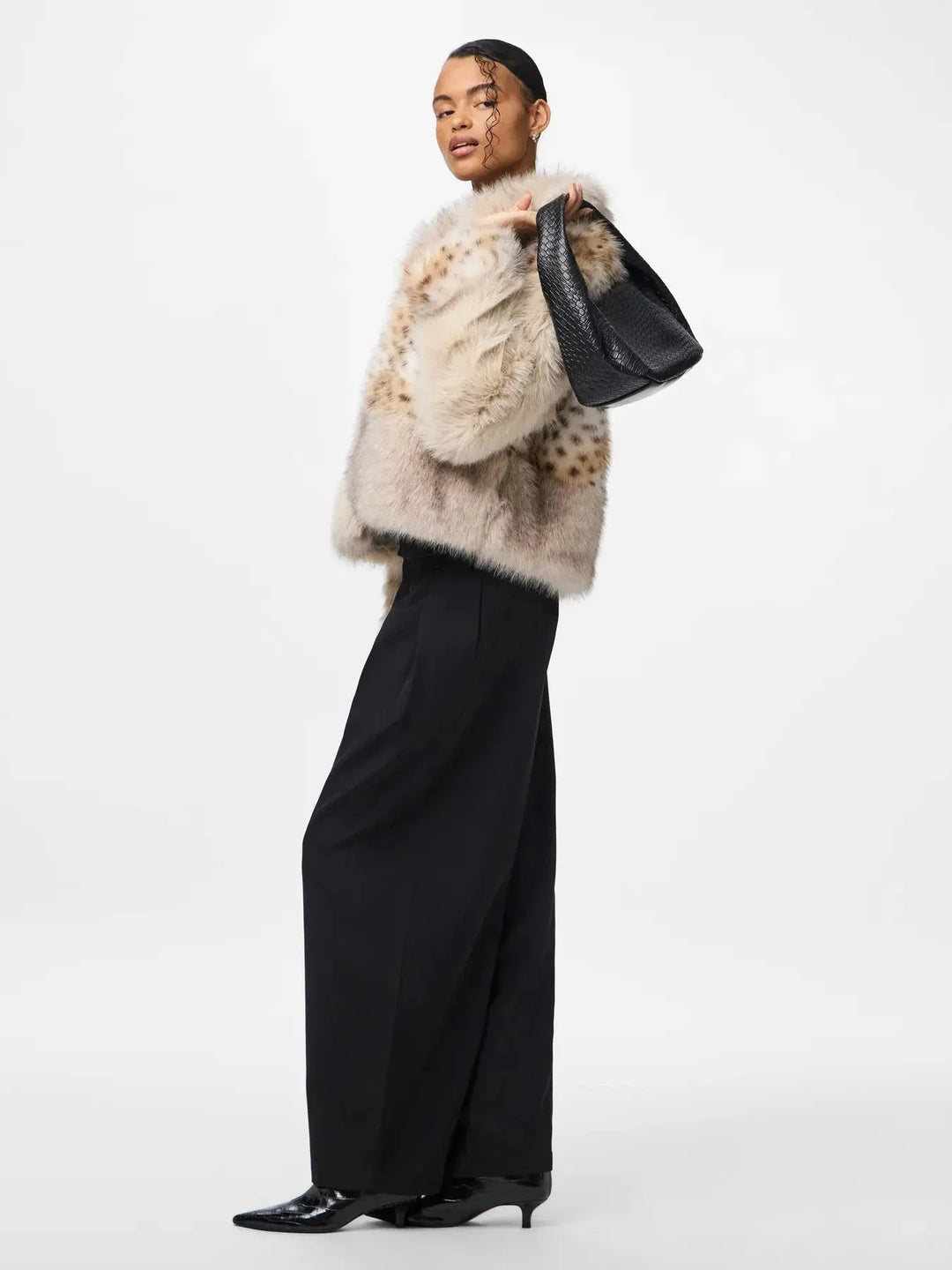 Pieces - Pcplush Short Fluffy Jacket - 5023208 Porpoise Patchwork Jakker 