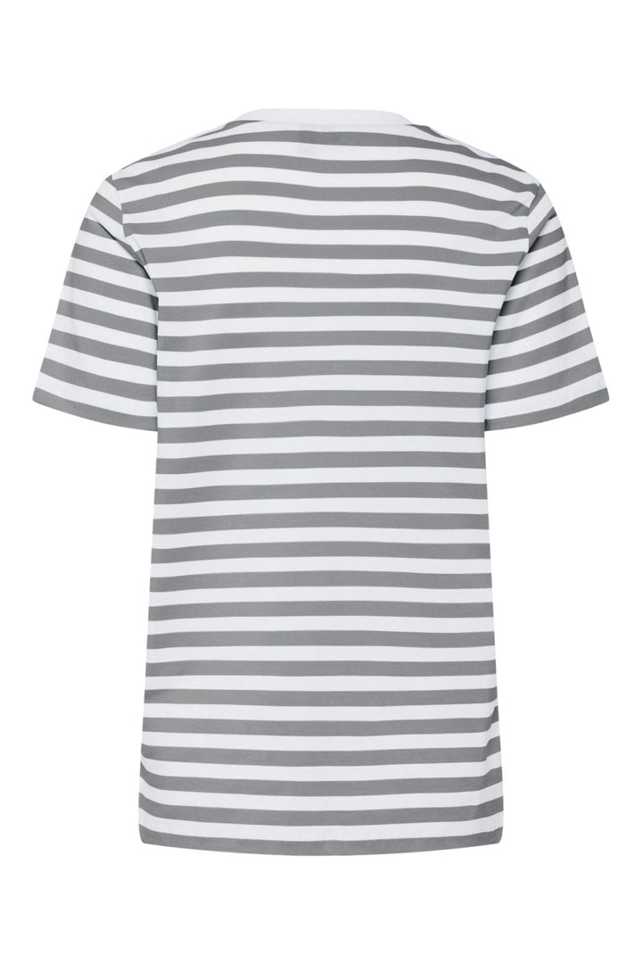 Pieces - Pcria Ss Tee Stripes - 4651140 Ultimate Grey Bright White