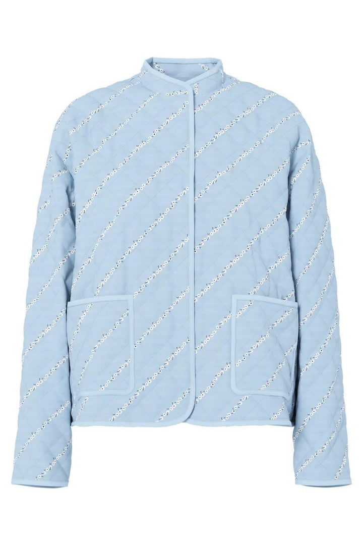 Pieces - Pcrikke Quilted Jacket - 4928323 Cashmere Blue Cloud Dancer & Black Flower Jakker 