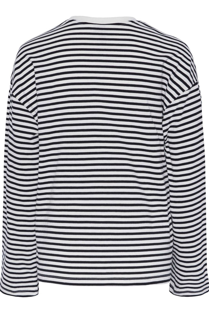 Pieces - Pcsadie Ls Top - 4402428 Cloud Dancer Black Bluser 