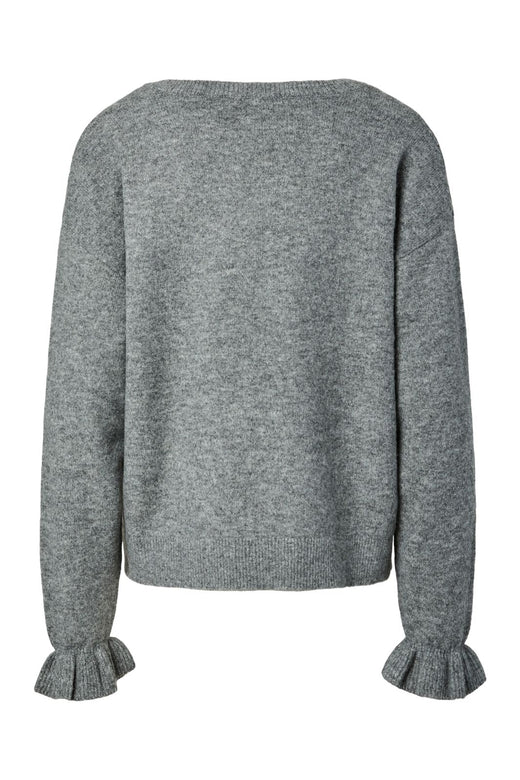 Pieces - Pcsally Rev Frill Cardigan Knit - 5050696 Medium Grey Melange