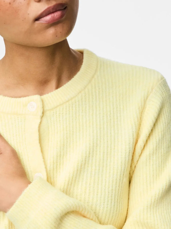 Pieces - Pcsilly Ls O-Neck Knit Cardigan - 4963881 Pale Banana Melange Cardigans 