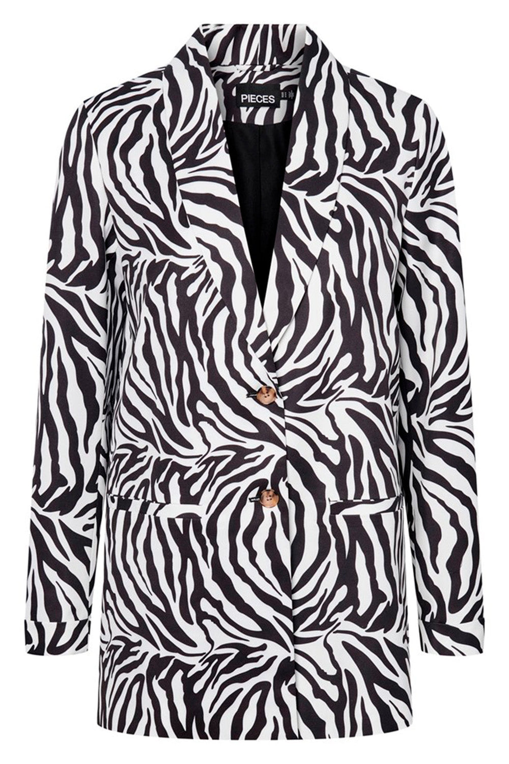 Pieces - Pcsize Zebra Ls Loose Blazer - Bright White 