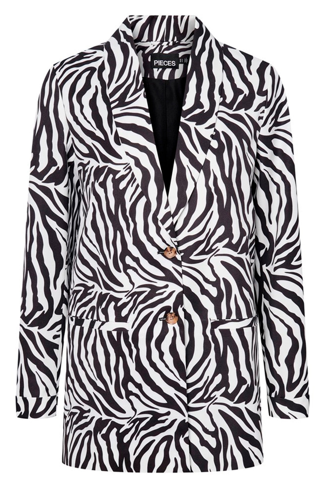 Pieces - Pcsize Zebra Ls Loose Blazer - Bright White 