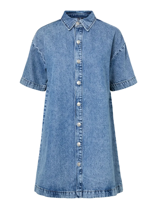 Pieces - Pcsky Ss A-Shape Denim Dress - 4898433 Medium Blue Denim Kjoler 
