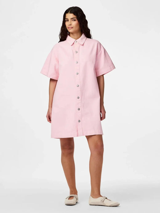 Pieces - Pcsky Ss A-Shape Denim Dress - 4993235 Roseate Spoonbill Kjoler 