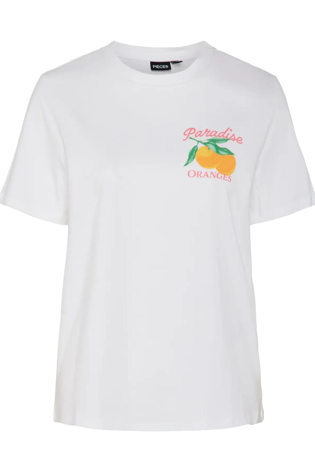 Pieces - Pcsummer Ss Printed T-Shirt - 4674982 Bright White Paradise Oranges