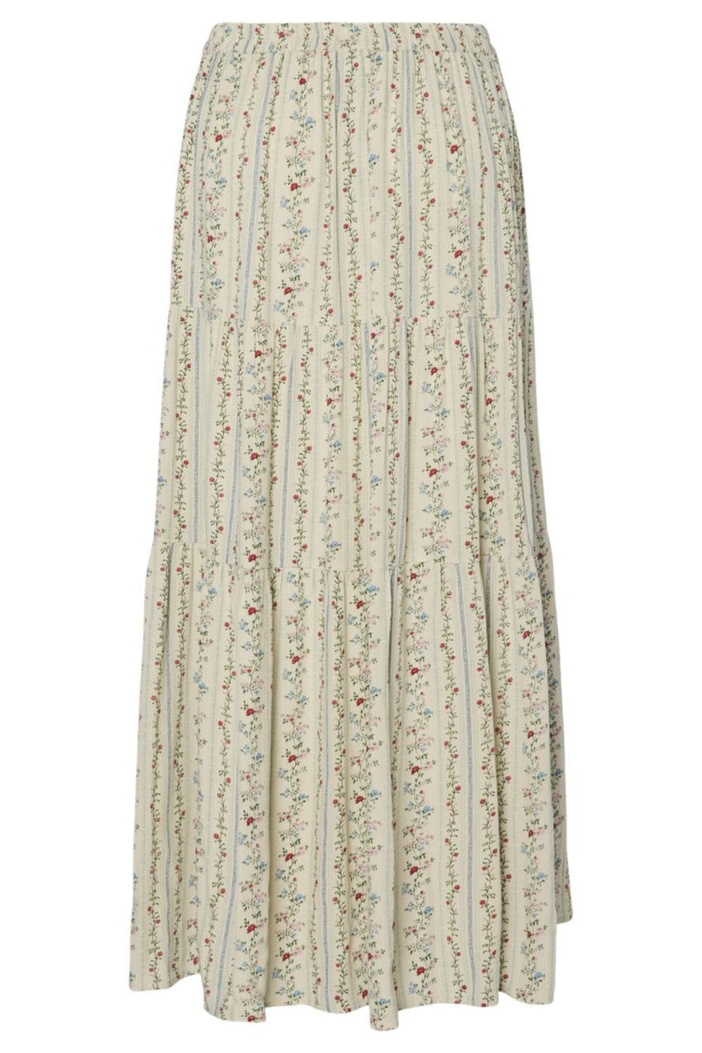 Pieces - Pctaitlyn Ankle Skirt - 4822595 Birch Striped Flower Nederdele 