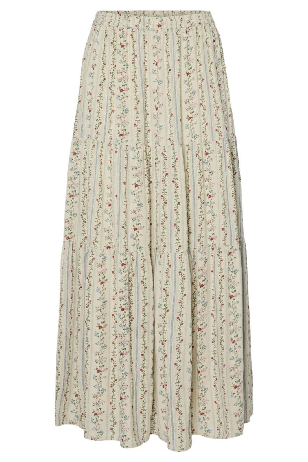 Pieces - Pctaitlyn Ankle Skirt - 4822595 Birch Striped Flower Nederdele 