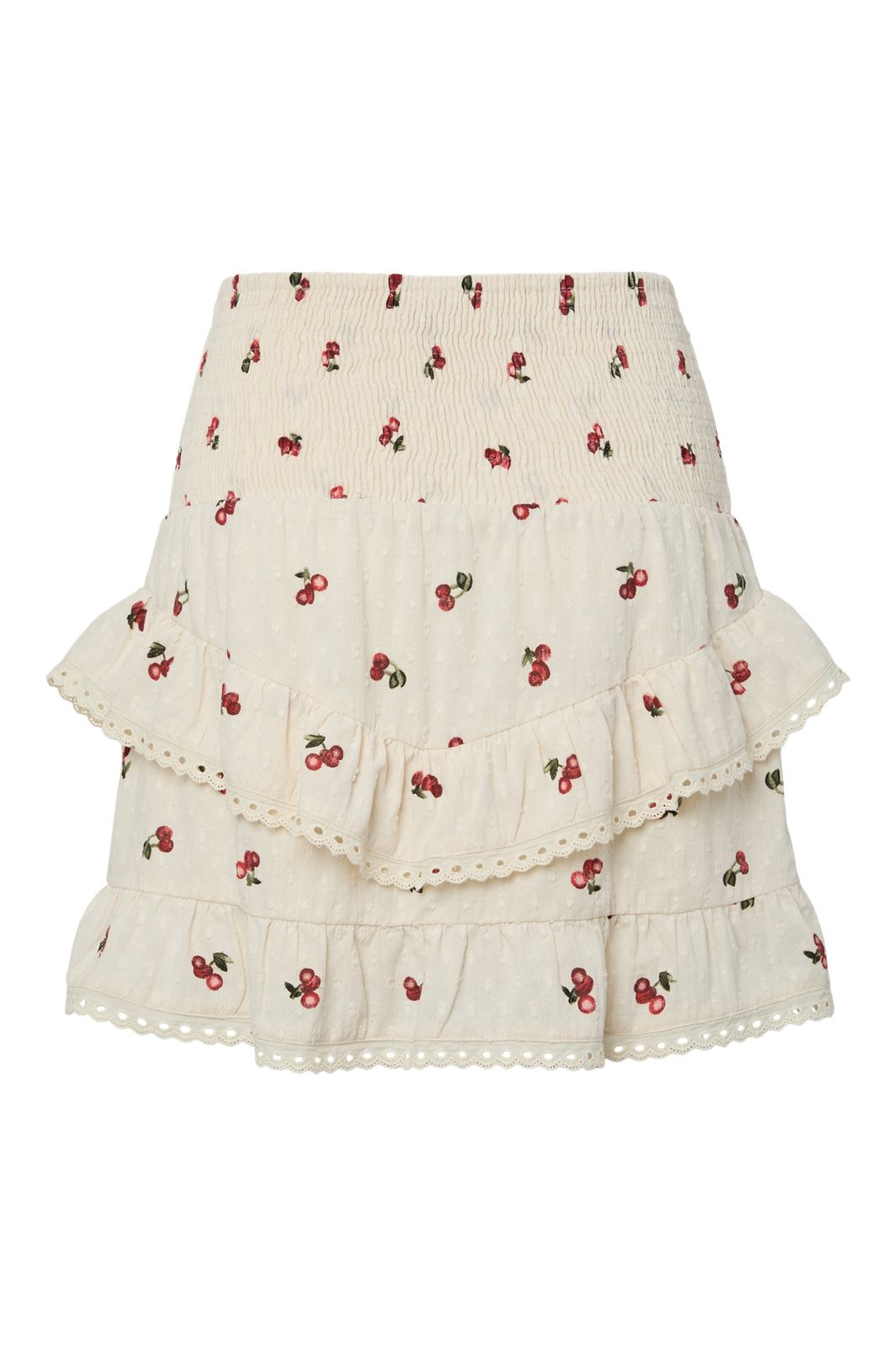 Förbeställning - Pieces - Pcthea Short Smock Skirt Pp - 4936524 Cloud Cream Cherries