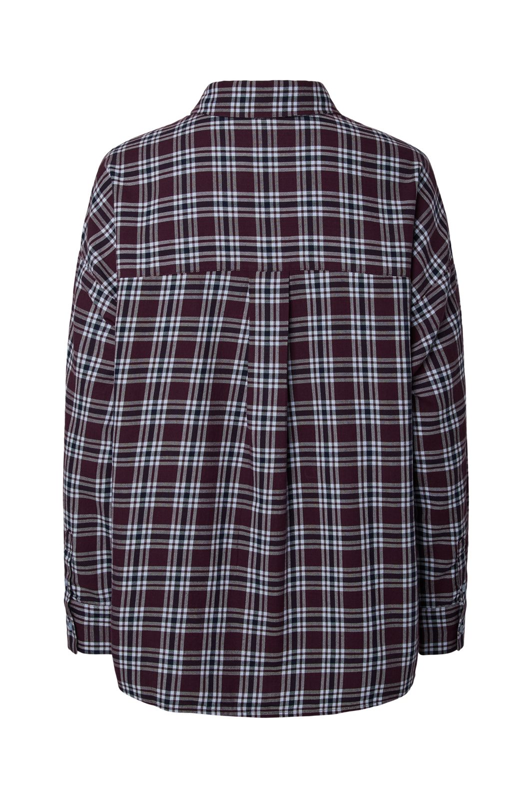 Pieces - Pcviolet Ls Flannel Shirt No/Button - 5237445 Plum Perfect Maritime Blue