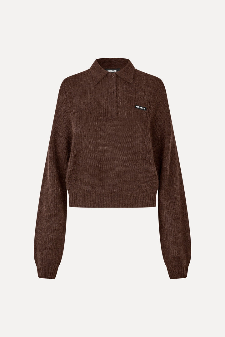 Rotate - Fluffy Knit Polo 1172071667 - 1667 Molé Strikbluser 