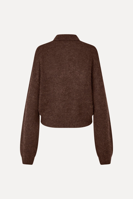 Rotate - Fluffy Knit Polo 1172071667 - 1667 Molé Strikbluser 