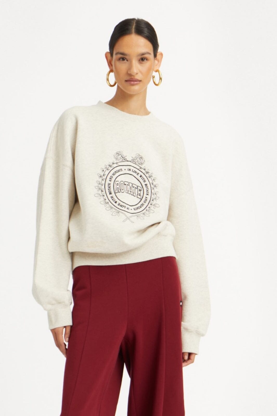 Rotate - Heavy Sweat Crewneck1143813070 - White Melange