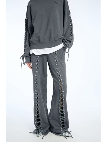 Rotate - Lacing Sweatpants 1143891205 - 1205 Gray Pinstripe Bukser 