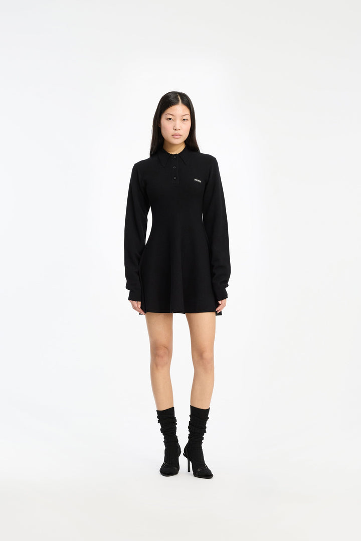 Rotate - Slinky Knit Polo 115137000 - 000 1000 Black Comb. Strikbluser 