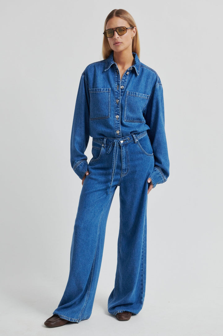 Second Female - Irvina Denim Shirt 60585 - 5997 Blue denim Skjorter 