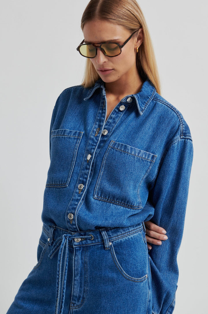 Second Female - Irvina Denim Shirt 60585 - 5997 Blue denim Skjorter 