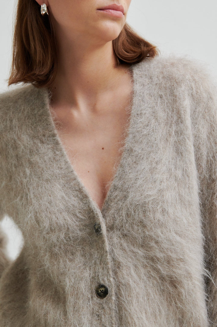 Second Female - Karla Knit Cardigan 60286 - 1043 Pumice Stone Strikbluser 