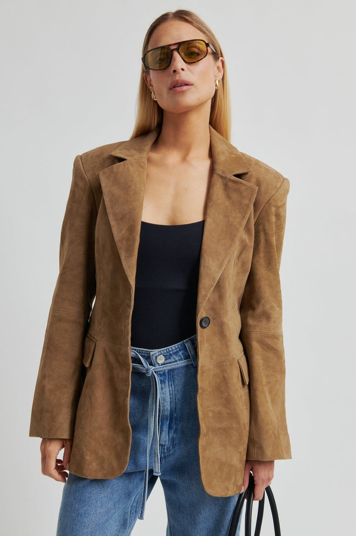 Second Female - Suellen Fitted Suede Blazer 60521 - 6152 Petrified Oak Blazere 