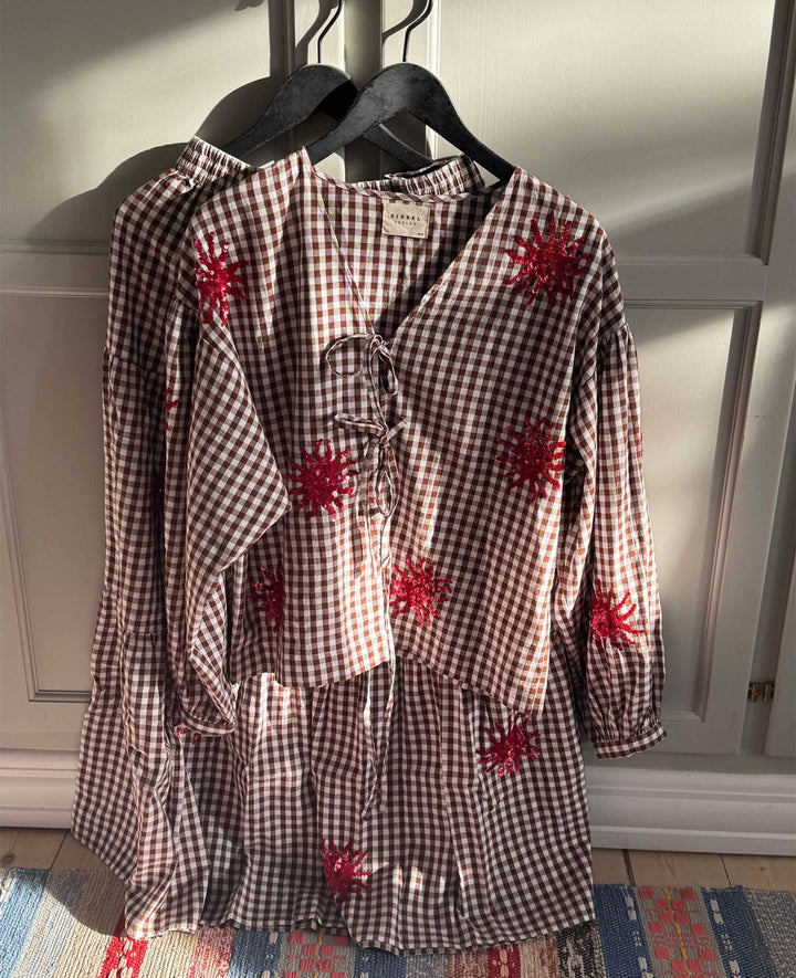 Sissel Edelbo - Nanette Top SE 1623 - Brown Checks Bluser 