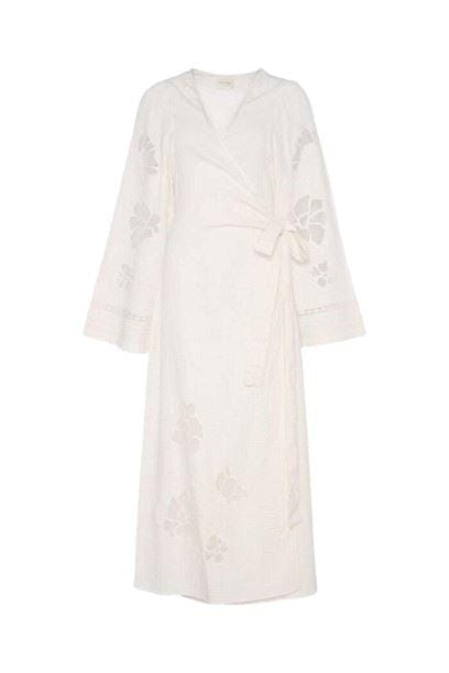 Forudbestilling - Sissel Edelbo - Winfrey Organic Cotton Wrap Dress SE 1247 - Off White Kjoler 