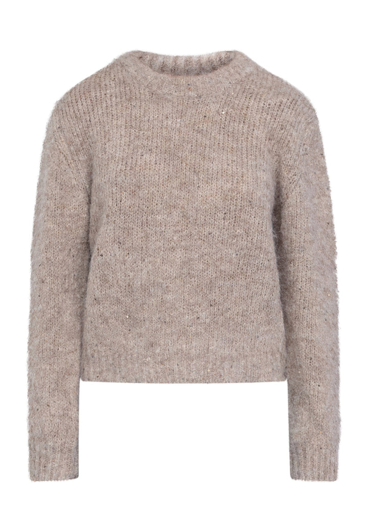 Sisters Point - Lessie-Pu 20157 - 116 - Beige Glitter Strikbluser 
