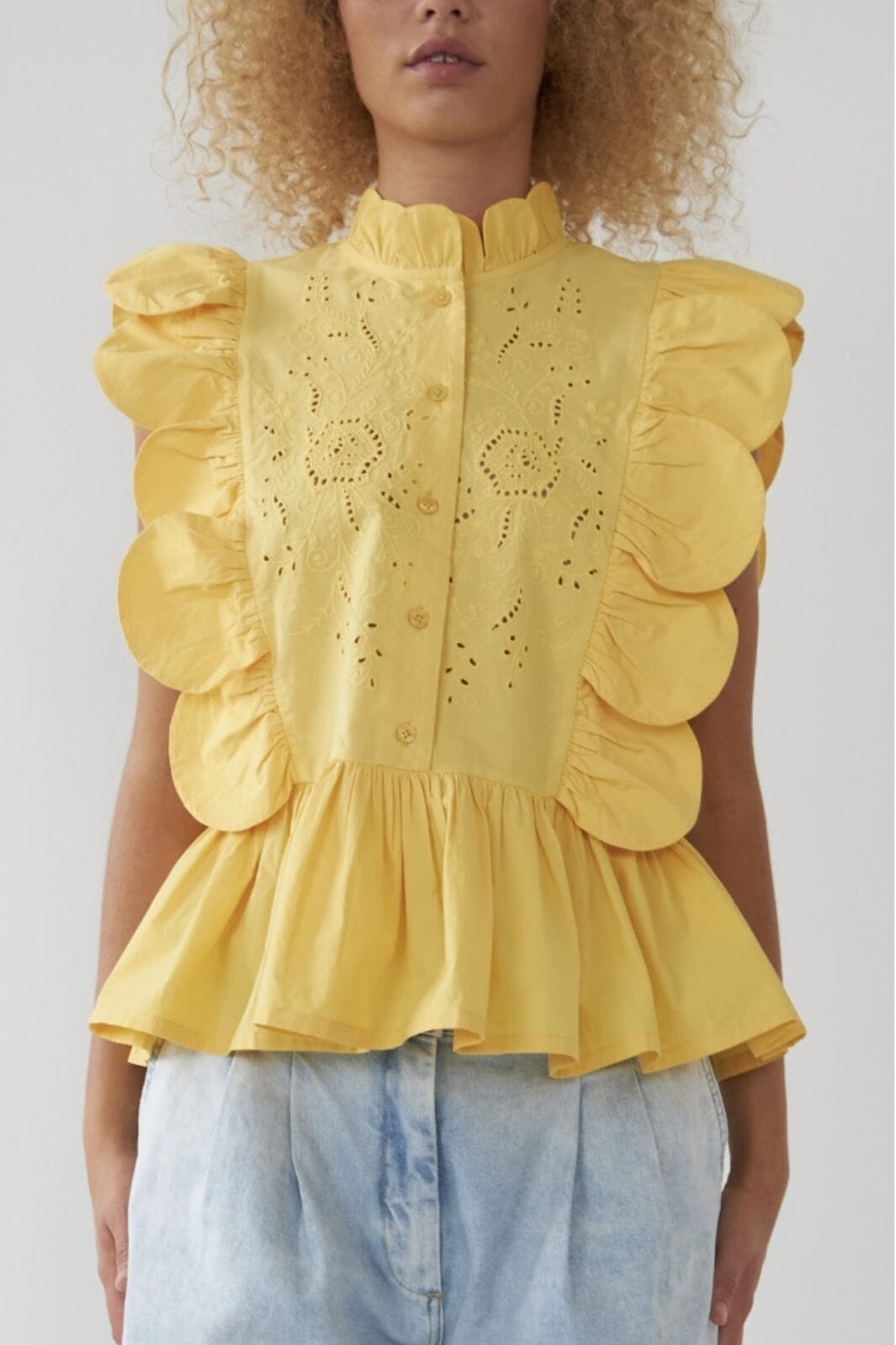 Stella Nova - Embroidery Anglaise Top - 115 Sweet Yellow Toppe 