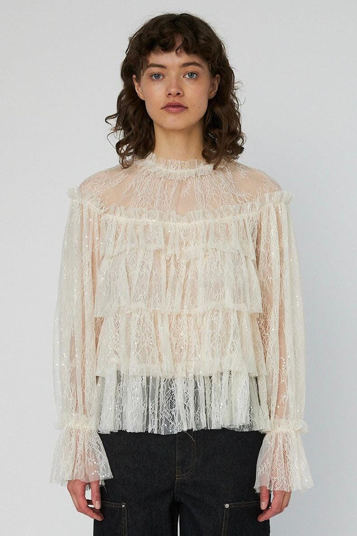 Stella Nova - Sheer Frill Lace Blousels54-2504 - 029 Creme Bluser 