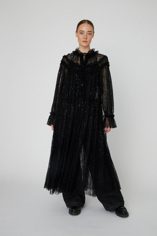 Stella Nova - Sheer Lace Maxi Cape Dressls54-4306 - 999 Black Kjoler 