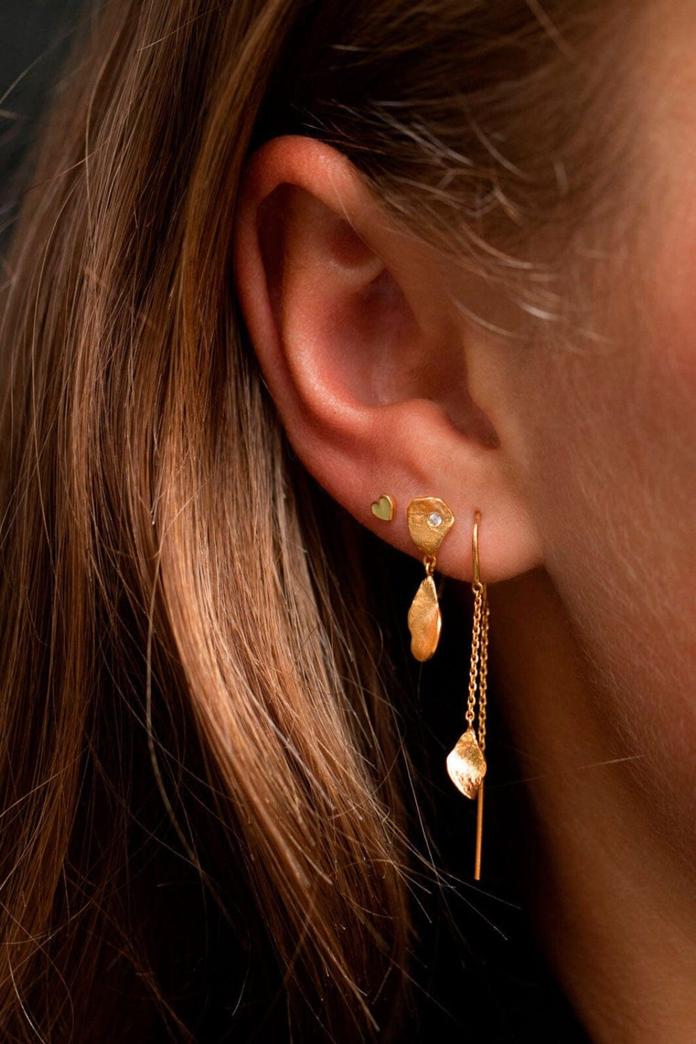 Stine A - Clear Sea Earring With Stone Gold - 1272-02-S Øreringe 