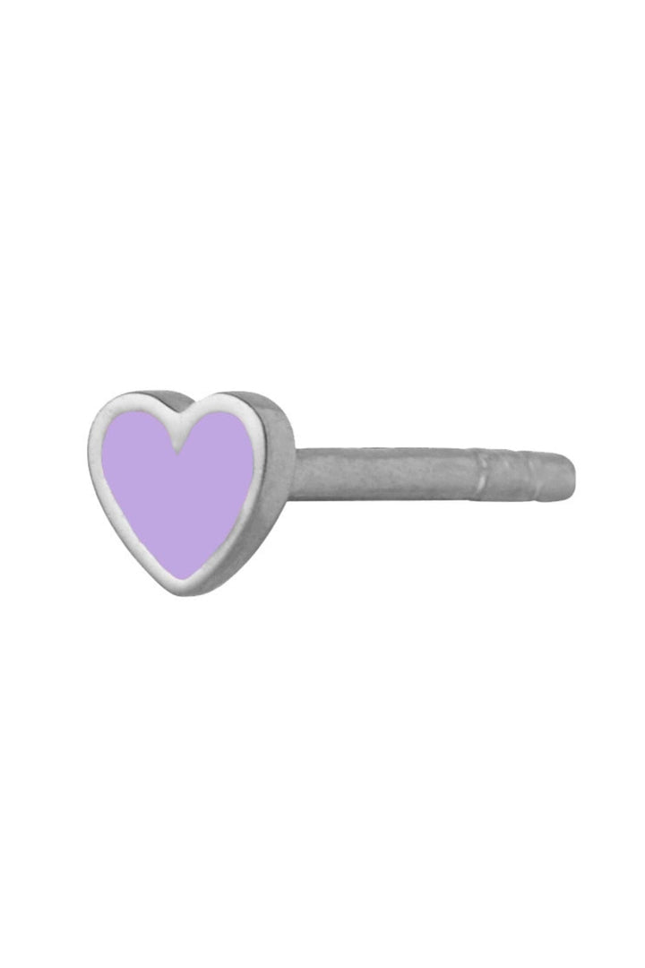 Stine A - Petit Love Heart Purple Sorbet Enamel Silver - 1181-00-Purple Sorbet Øreringe 