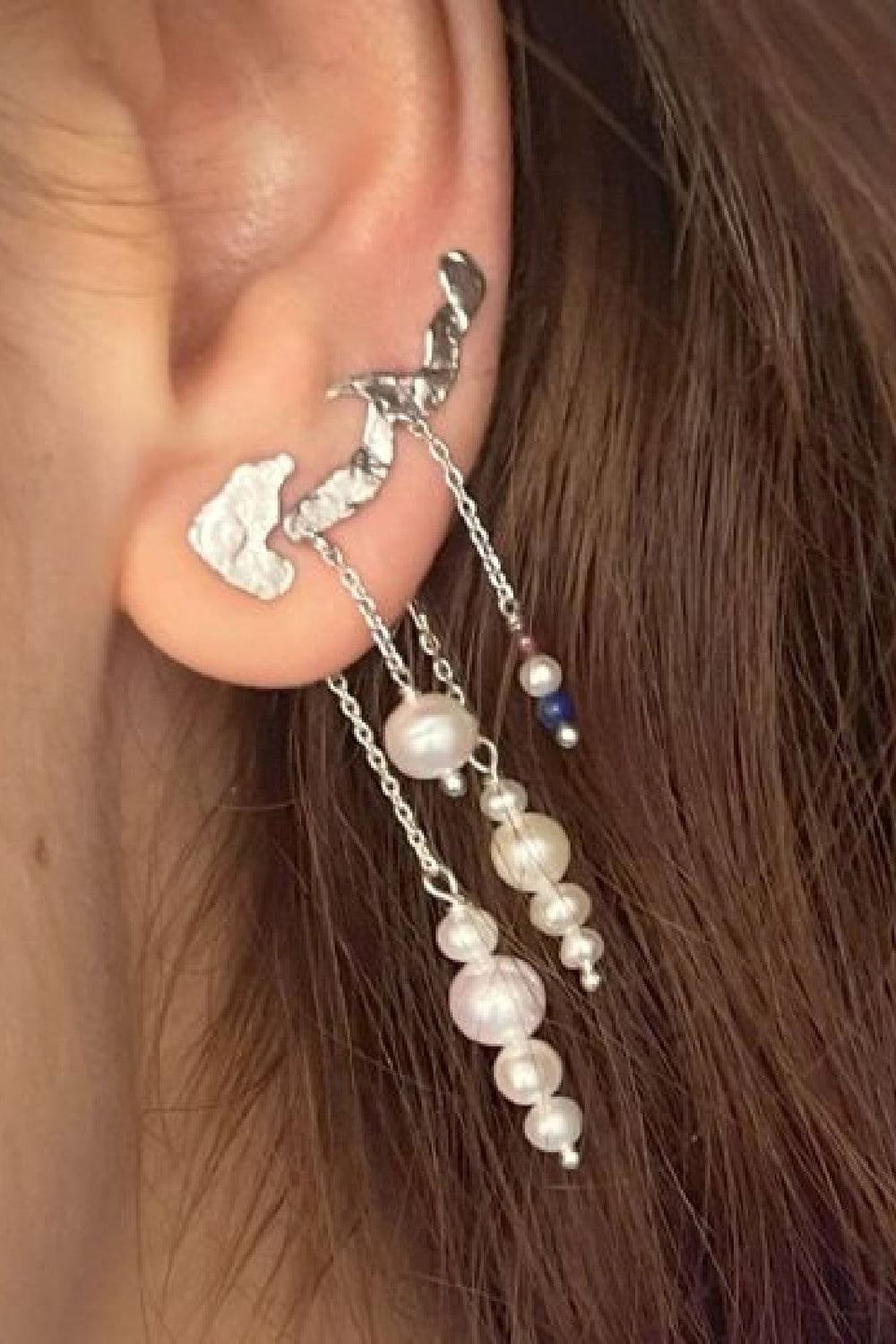 Stine A - Petit Pearl Berries Behind Ear Earring 1311-02 - Silver Øreringe 