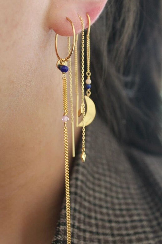 Stine A - Tout Petit Ile De L'Amour Earring With Long Chain - 1432-2 Øreringe 