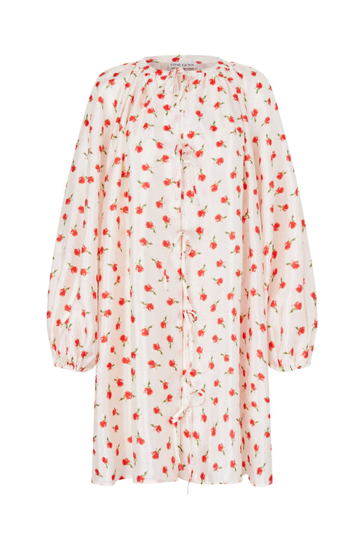 Stine Goya - 2067 Flat Textured Poly, Voluminous Bow Dresssg-ps26-d150-2067 - Ditzy Petunia Kjoler 