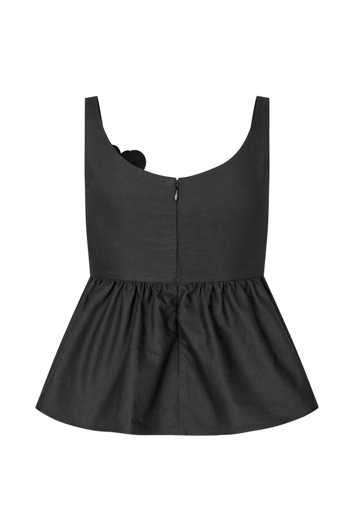 Stine Goya - 2464 Floral Shirting, Floral Peplum Topsg-ps26-t139-2464 - Jet Black Toppe 