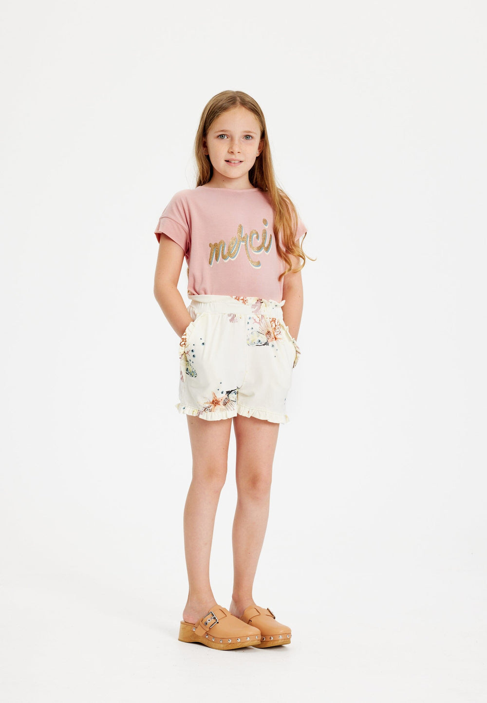 The New - Tngiselle Shorts - White Swan Coral Aop Shorts 