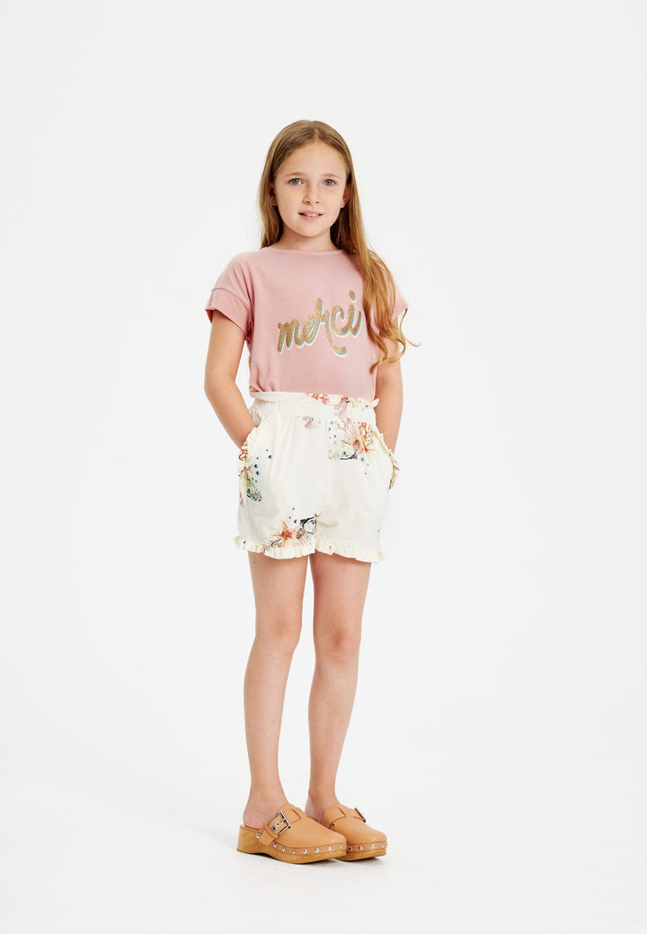 The New - Tngiselle Shorts - White Swan Coral Aop Shorts 