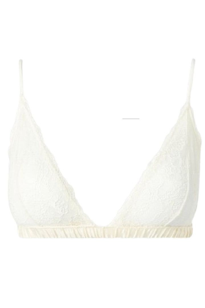 Understatement Underwear - Lace Satin Triangle Bralette - Cream Undertøj 