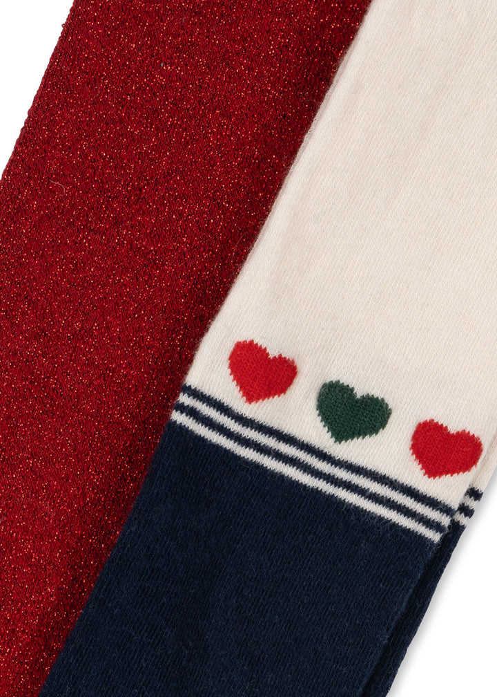 Konges Sløjd - 2 Pack Lurex Tights Ks104171 - Heart Mix